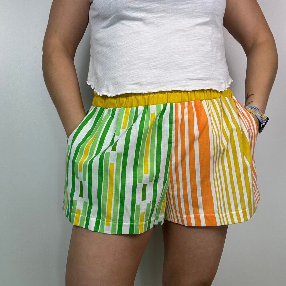 Custom handmade upcycled colorful shorts size L/XL